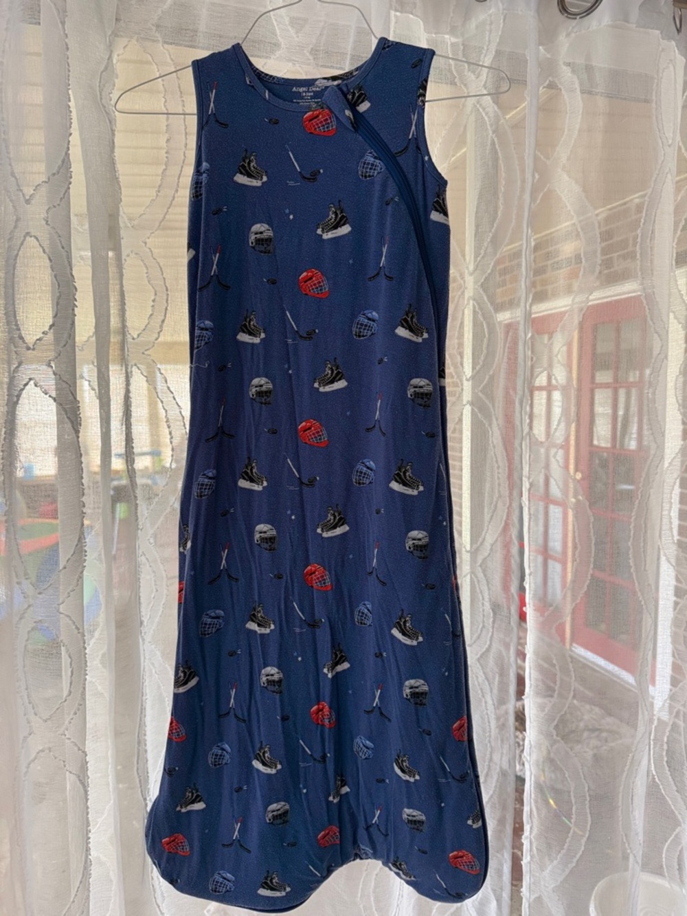 Angel Dear Navy Blue Hockey Print Sleep Sack with Red and White Accents